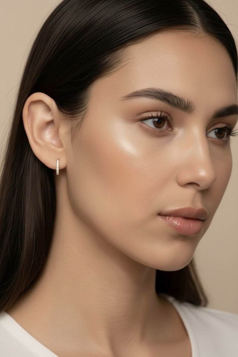 Delicate CZ Hoop Earrings - Minimalist Huggie Hoops for Women