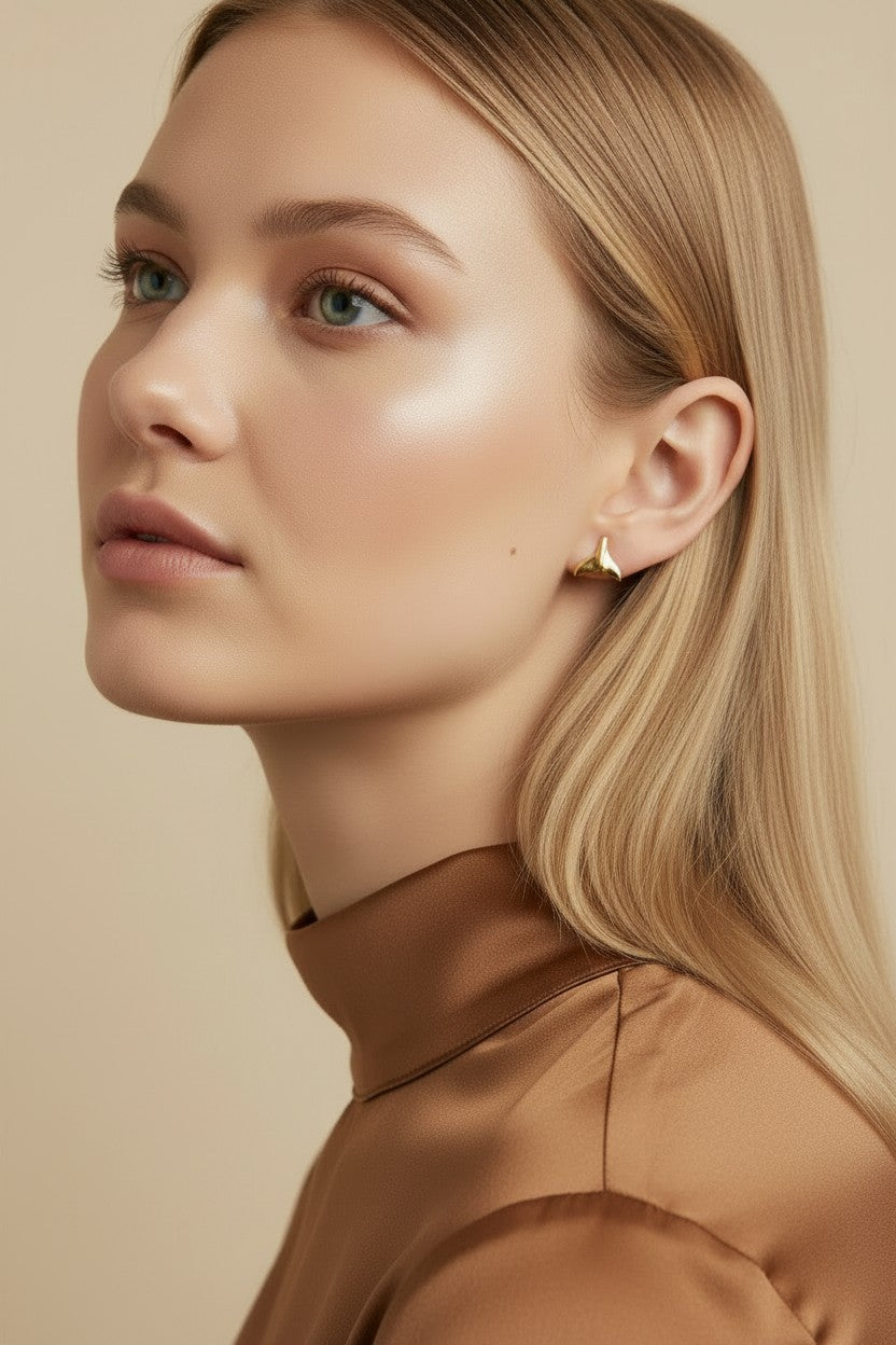 18k Gold Filled Mini Whale Tail Stud Earrings