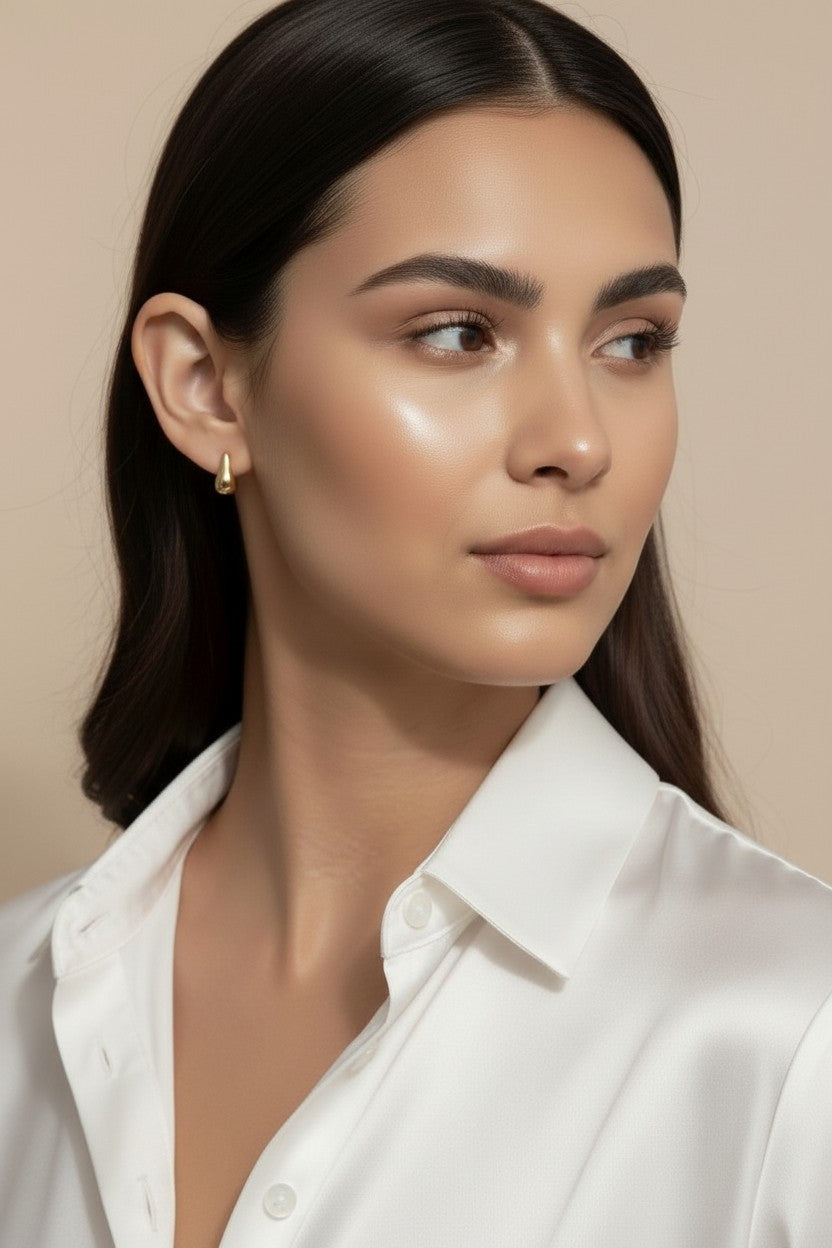 Teardrop Stud Earrings - Classic Drop Studs for Women