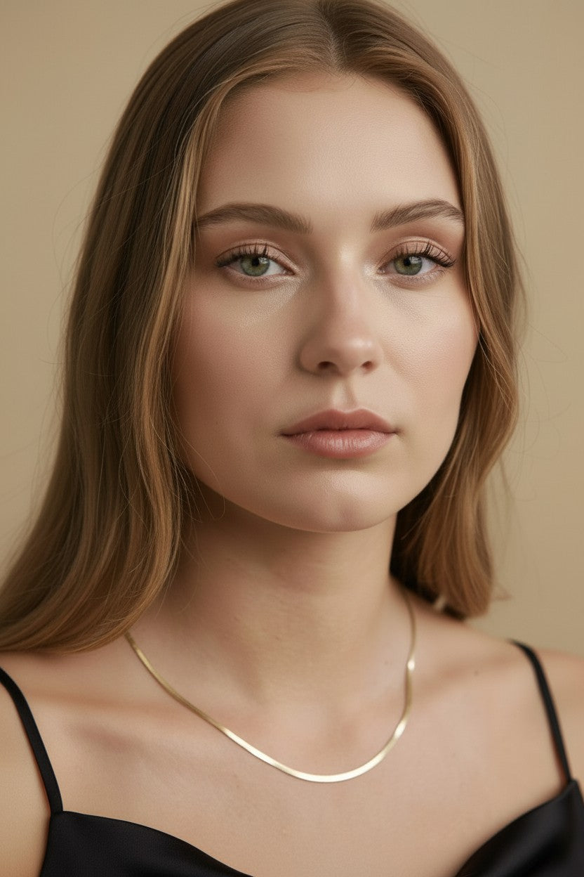 Herringbone Chain Necklace for Women - 2mm Thick Statement Chain | Luxury Brazilian Jewelry Set