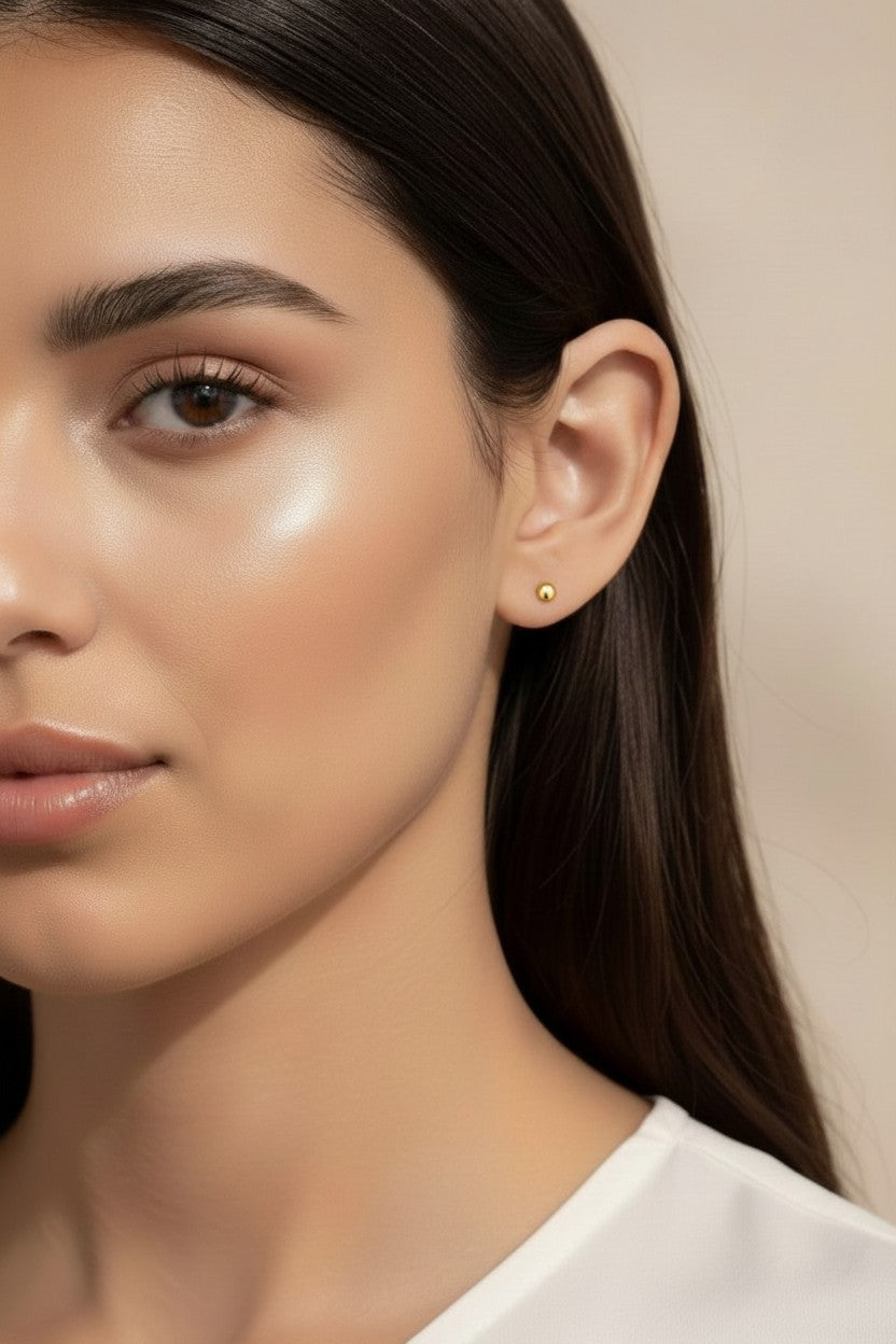 Ball Stud Earrings - Classic Round Studs for Women