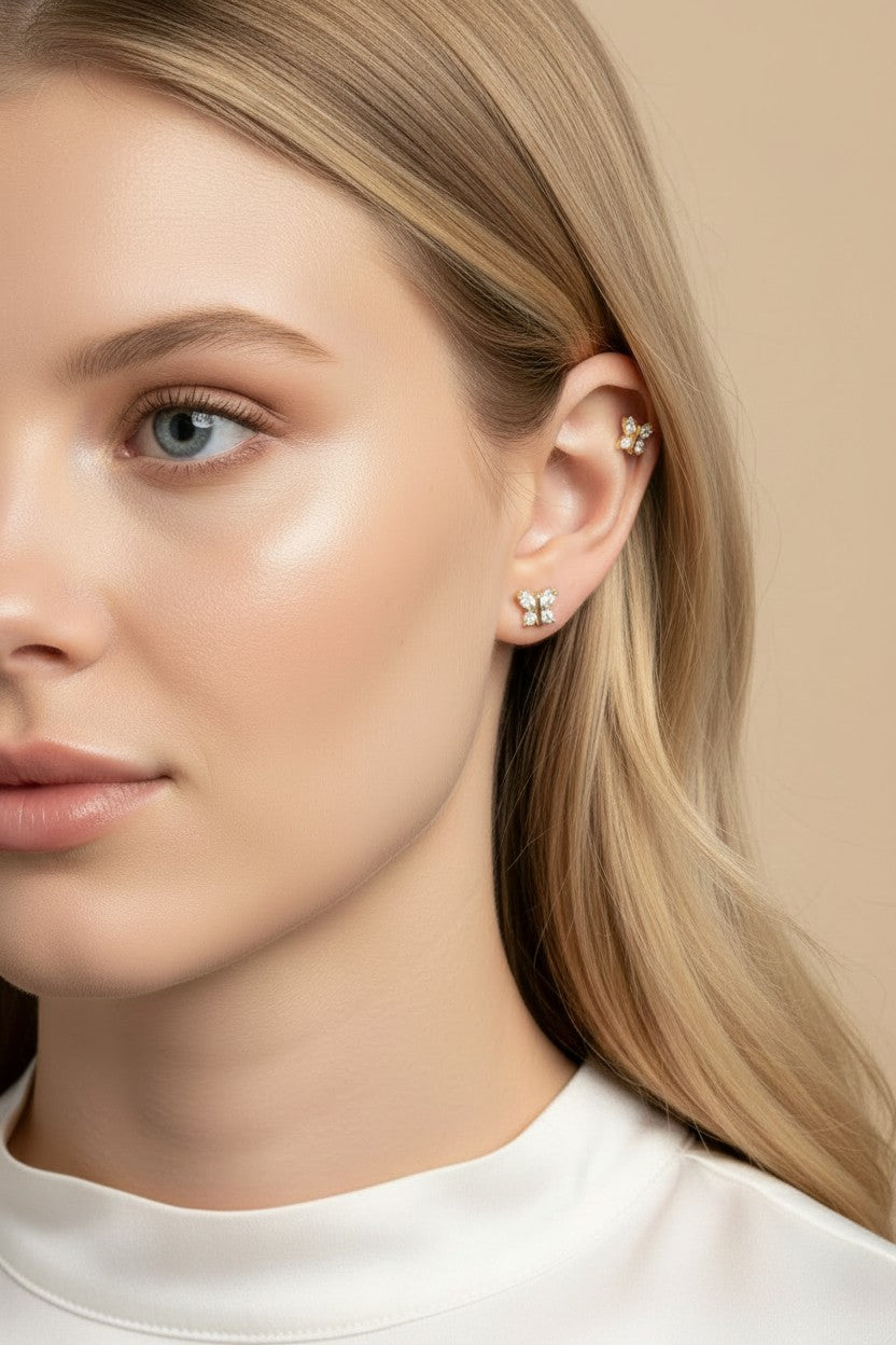 ✨ 18k Gold Filled CZ Piercing Studs — Three Styles. One Perfect Fit. Every Piercing.