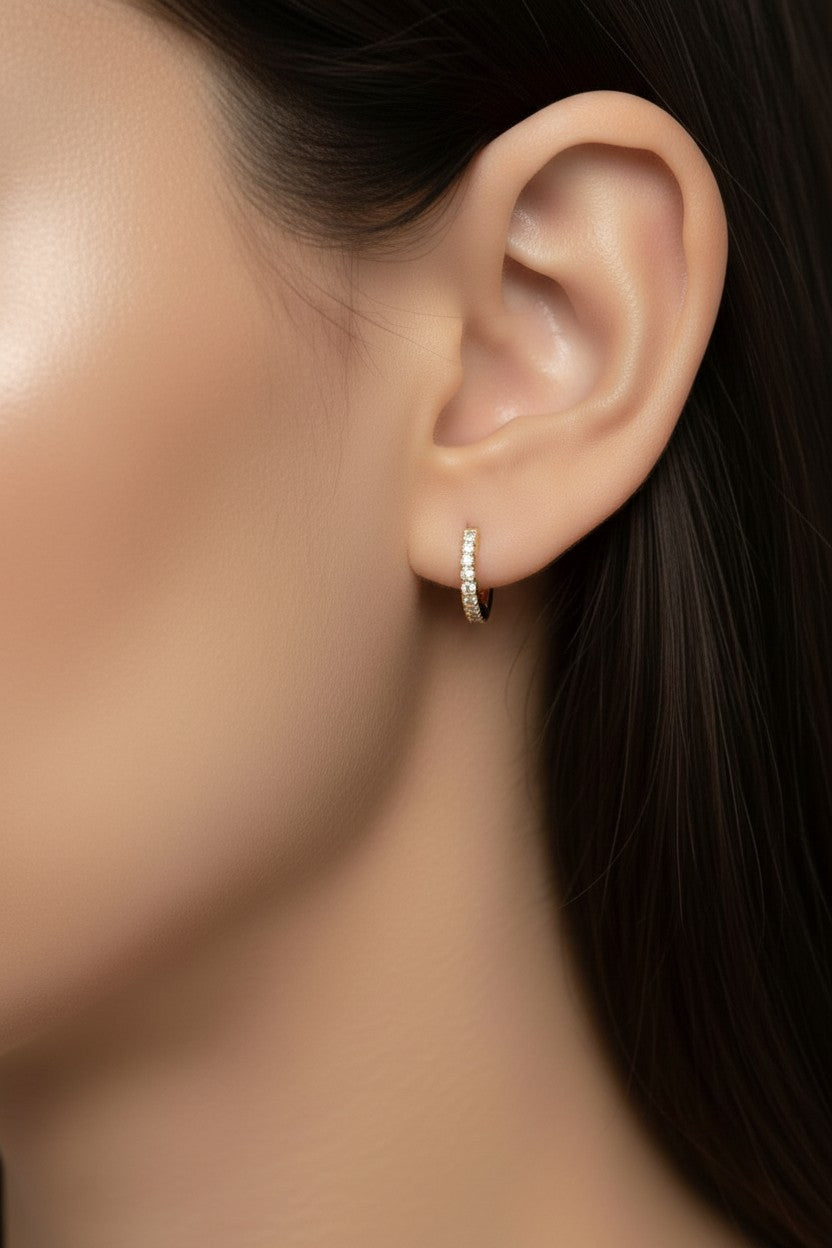 Delicate CZ Hoop Earrings - Minimalist Huggie Hoops for Women