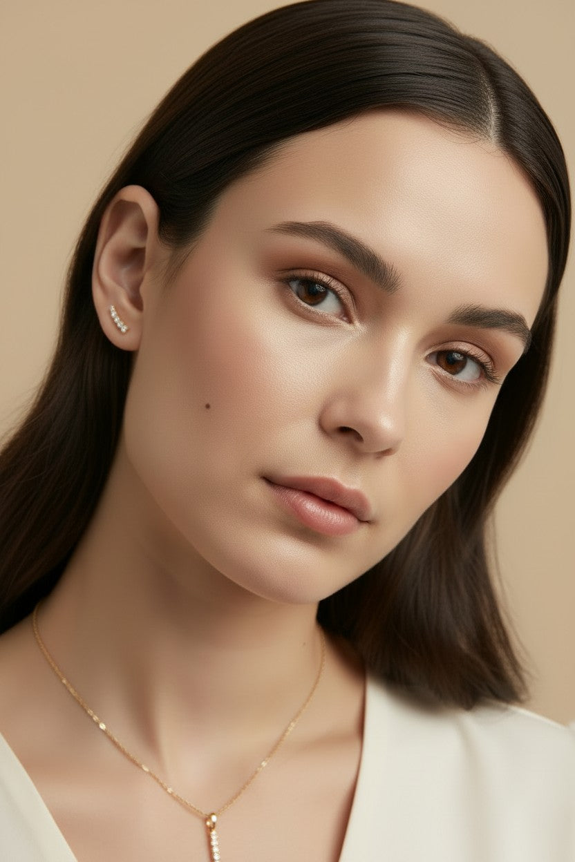 ✨ 18k Gold Filled Mini CZ Climber Earrings — Sparkle That Rises. The Earring With Direction.
