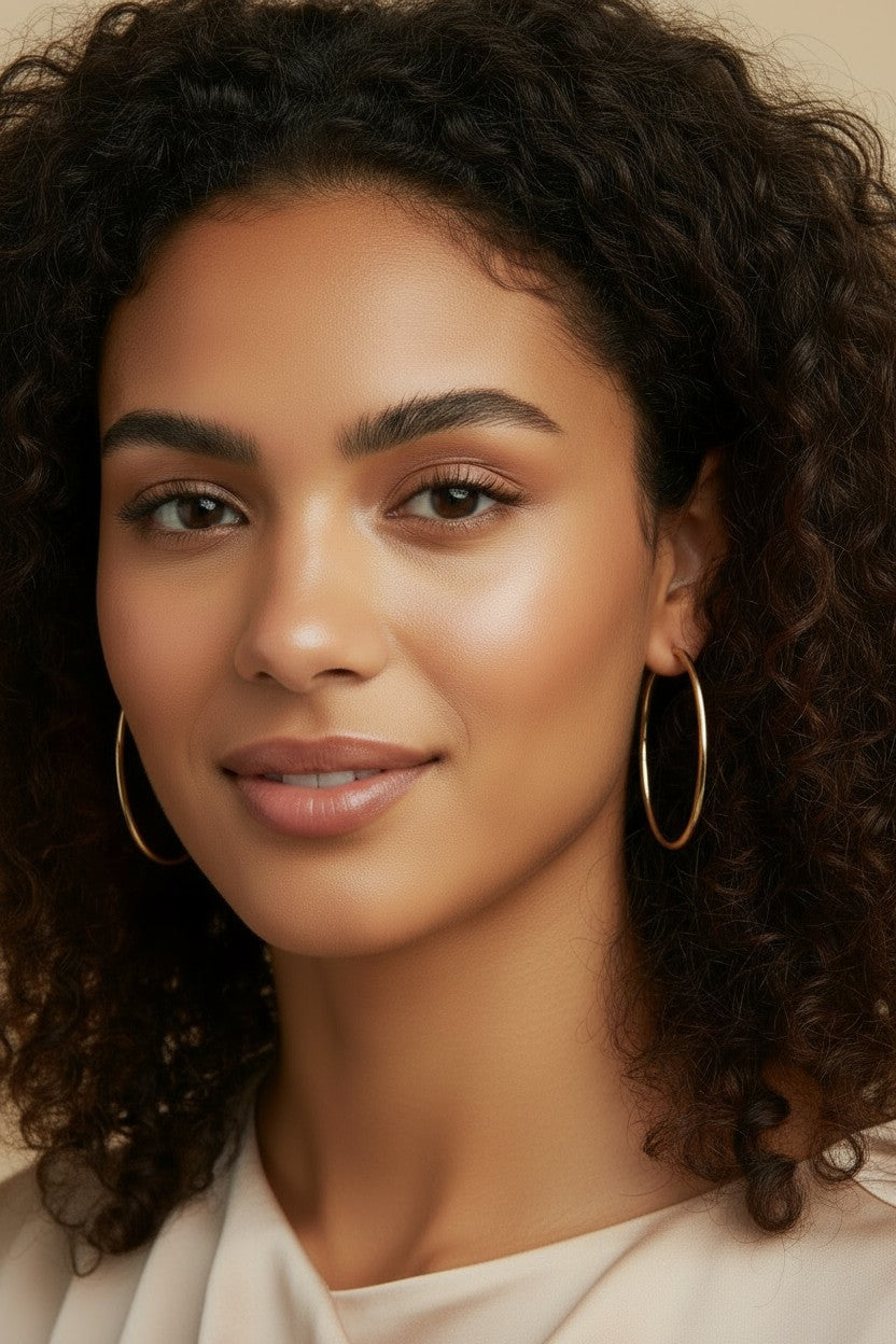 Continuous Hoop Earrings - Lightweight Seamless Hoops for Women