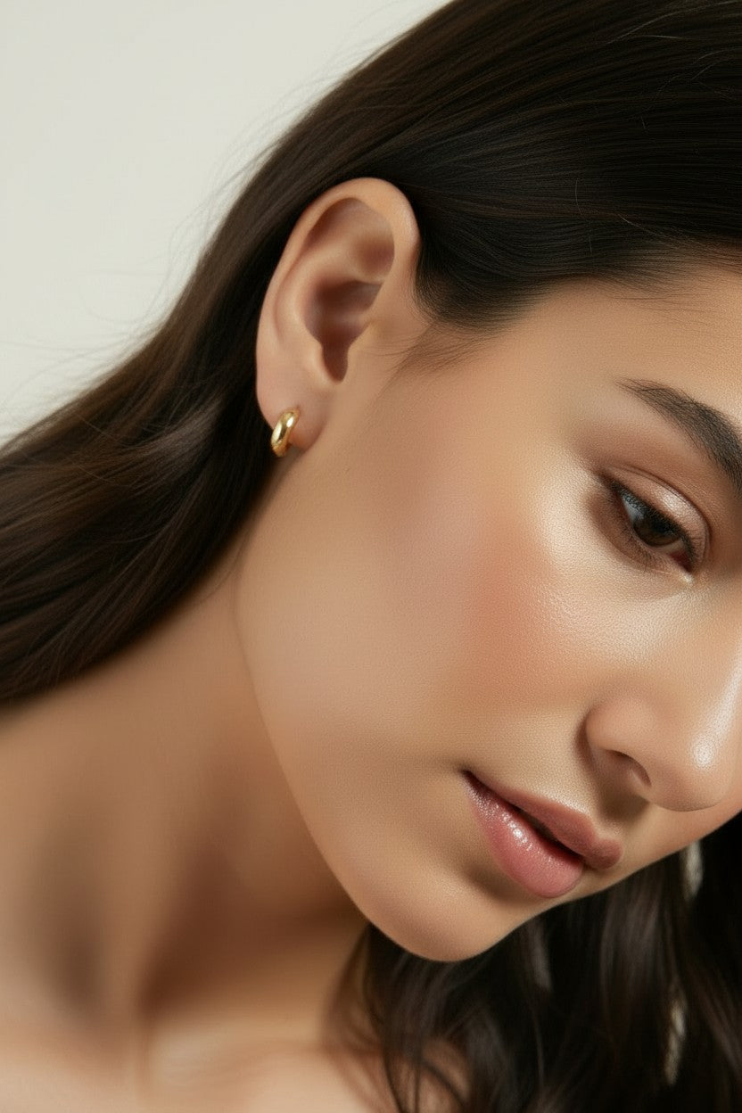 Chunky Huggie Hoop Earrings | Small Hoop Earrings for Women | Delicate Statement Hoops | Hypoallergenic Jewelry