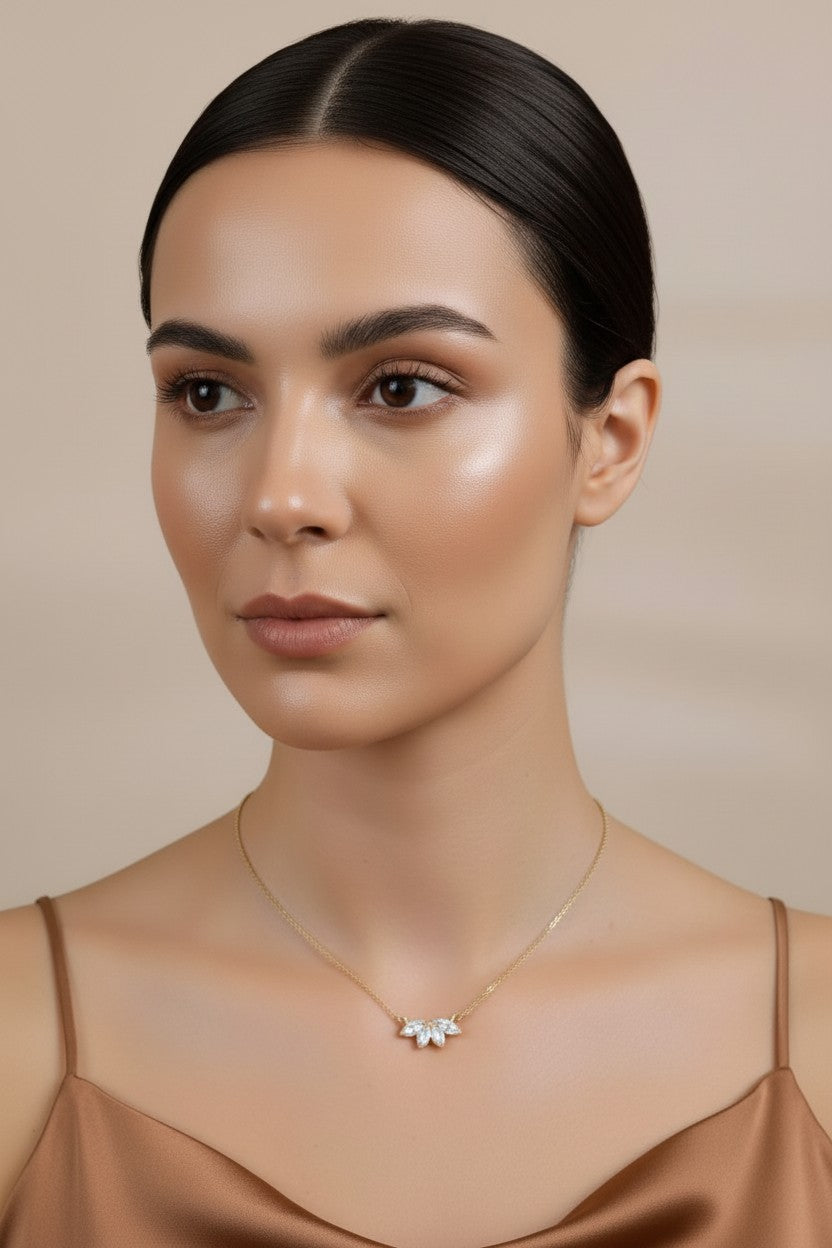 18k Gold Filled CZ Lotus Necklace