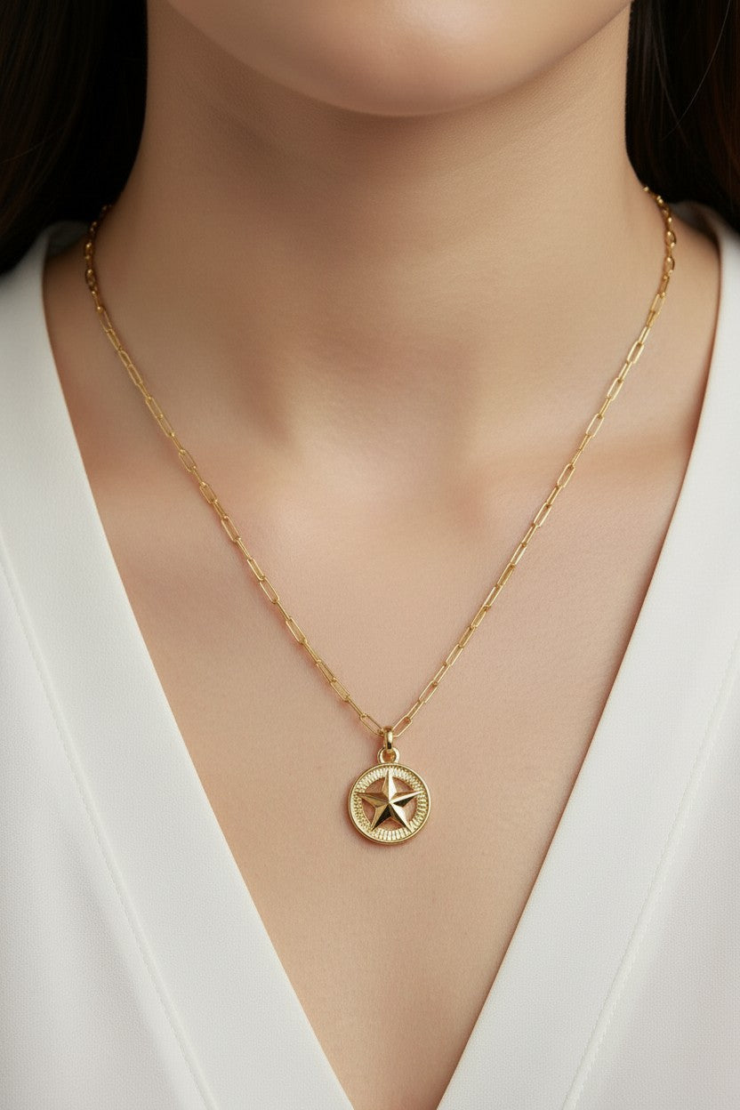⭐ 18k Gold Filled Lone Star Charm — Texas Forever, Worn in Gold