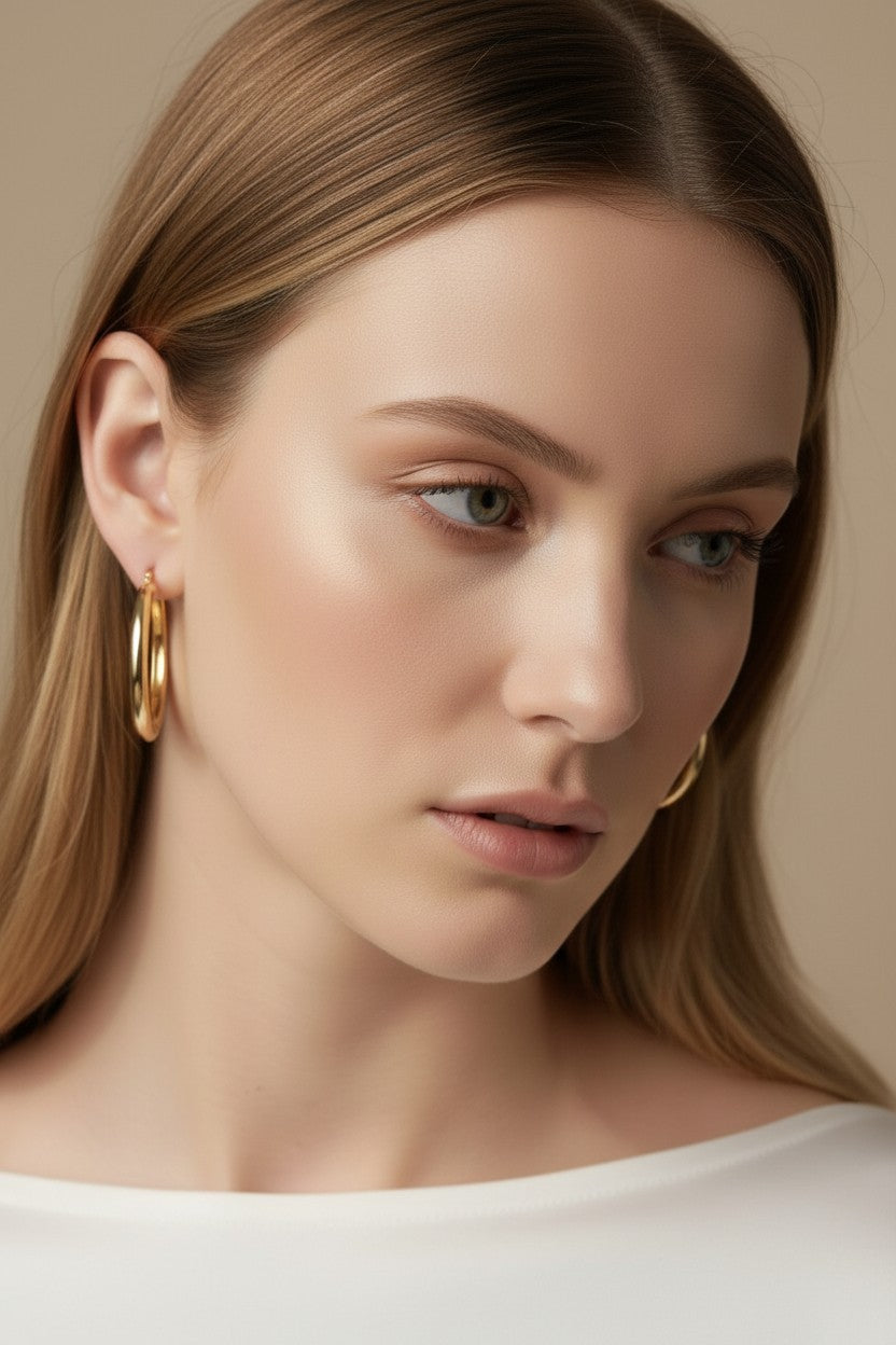 Large Hoop Earrings for Women - 50mm Classic Statement Hoops | Lightweight Hollow Design