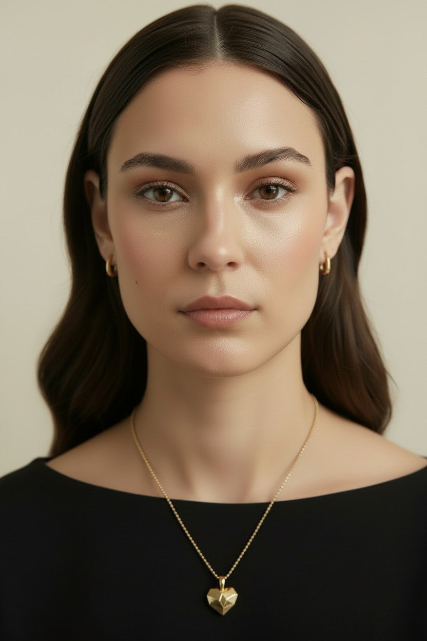 💛 18k Gold Filled Faceted Heart Pendant — The Heart That Catches the Light From Every Angle.