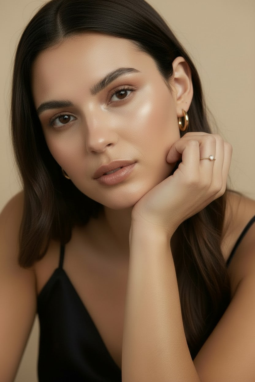 💛 18k Gold Filled CZ Border Heart Ring — Love, Traced in Light. Worn Close Always.
