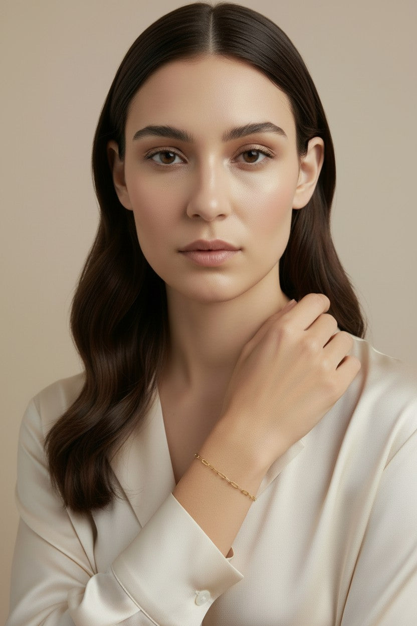 Paperclip Chain Bracelet for Women - Dainty Layering Jewelry