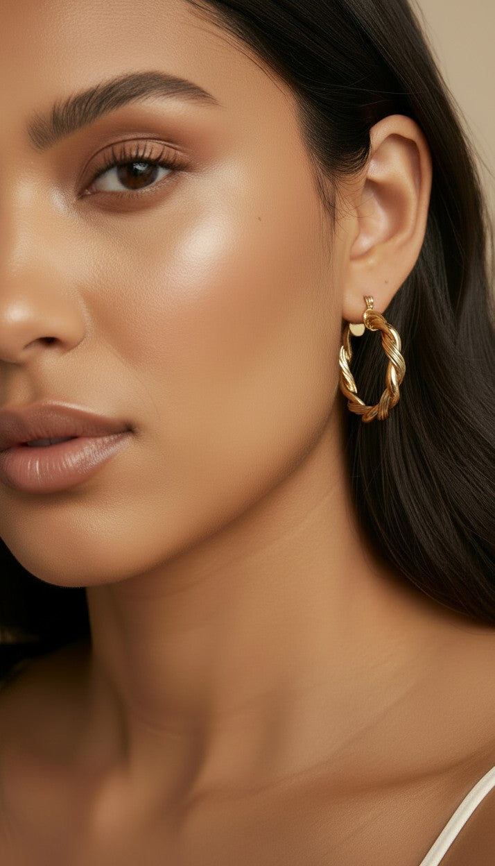 ✨ 18k Gold Filled Double Twisted Tube Hoop Earrings — The Twist. Twice. At 30mm.