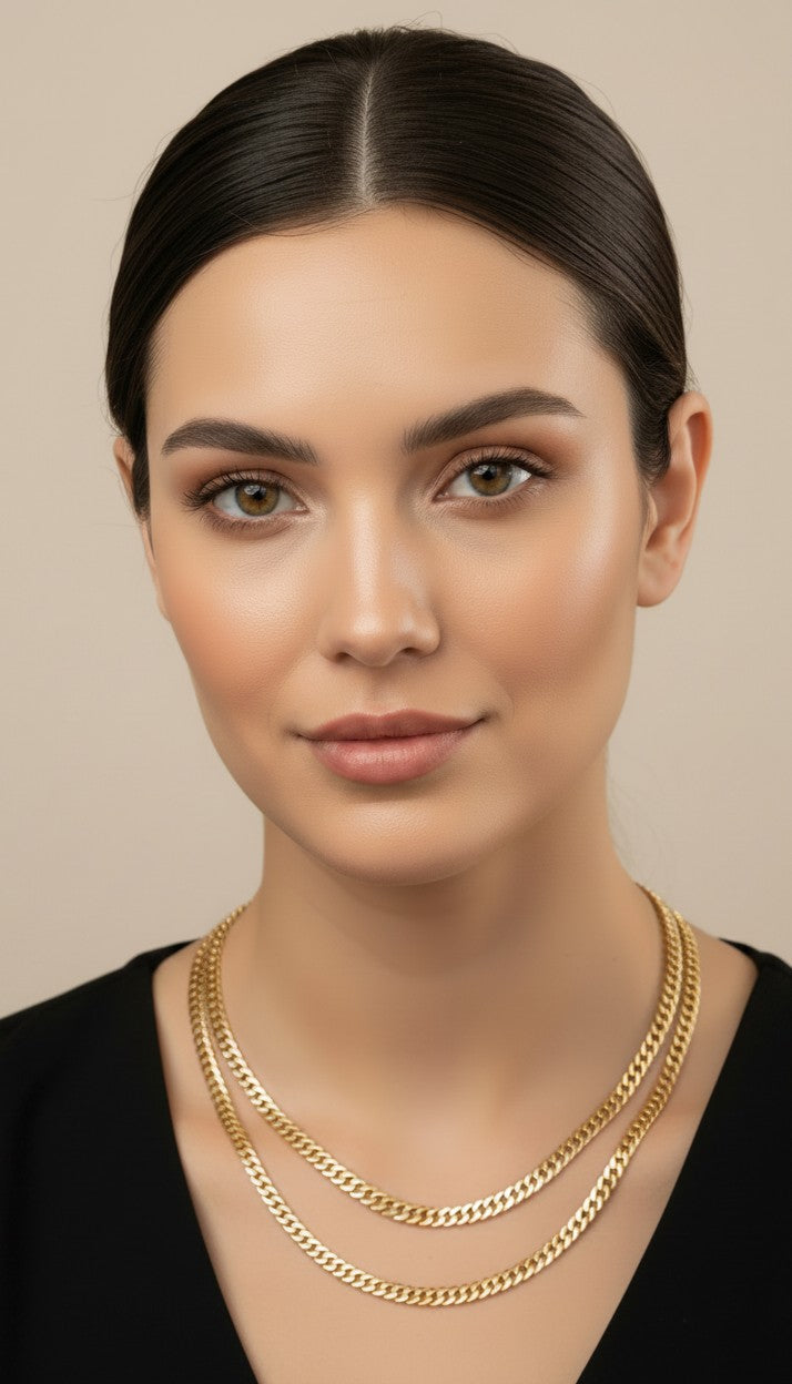 ✨ 18k Gold Filled 4mm Curb Chain Necklace — Substantial. Classic. Four Lengths to Own.