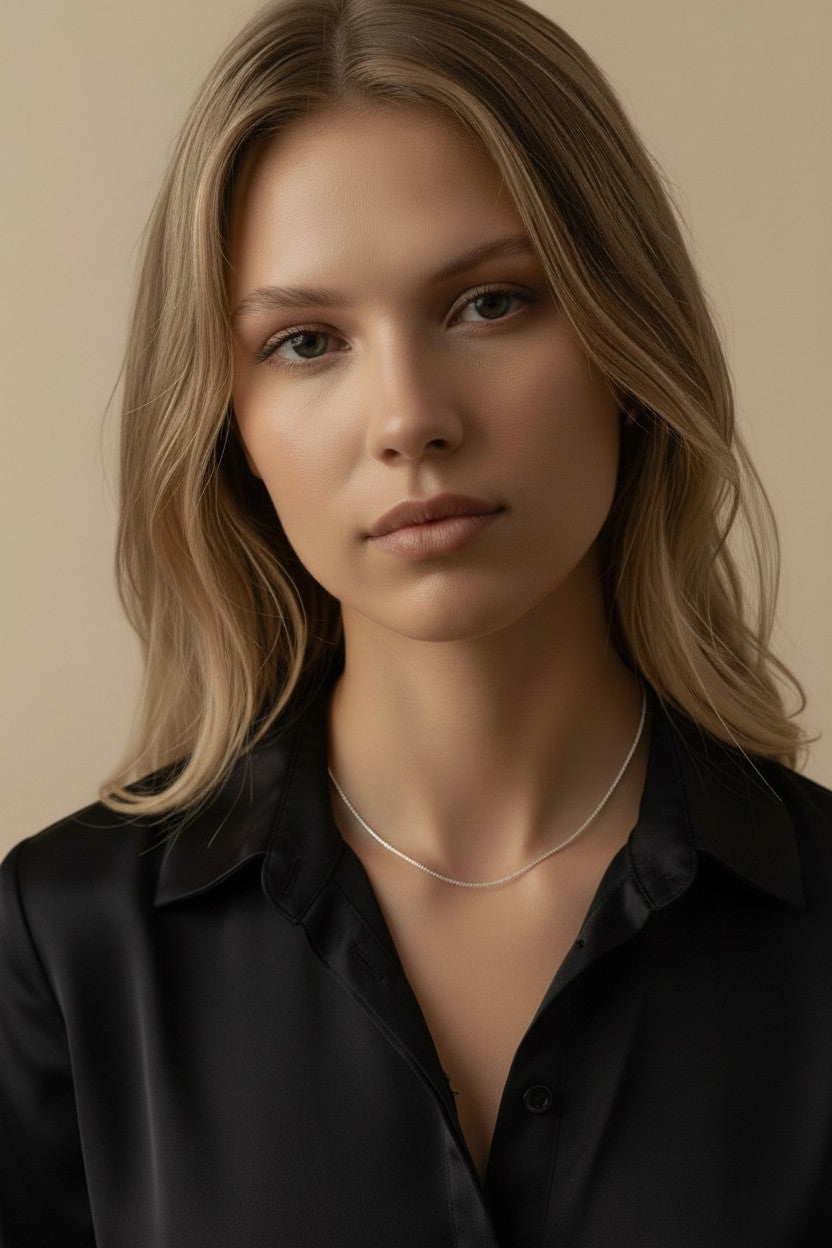 Sterling Silver Faceted Bead Chain Necklace — A Thousand Tiny Flashes of Light