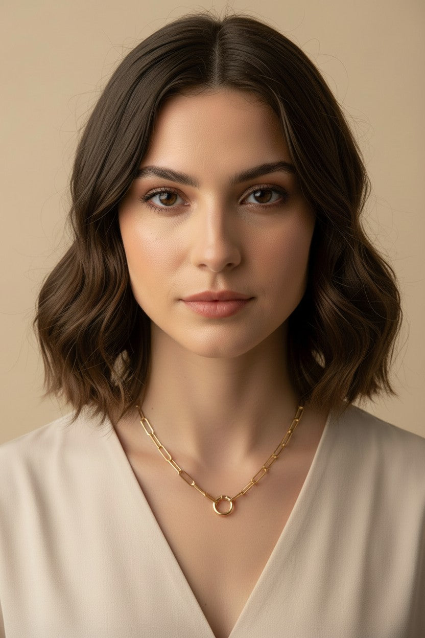Paperclip Chain Necklace with Carabiner Clasp - Charm Ready Chain