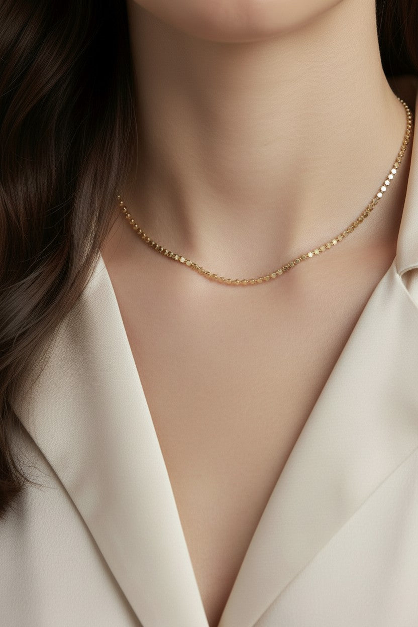 Chain Necklace for Women - Flat Ball Chain | Layering Jewelry