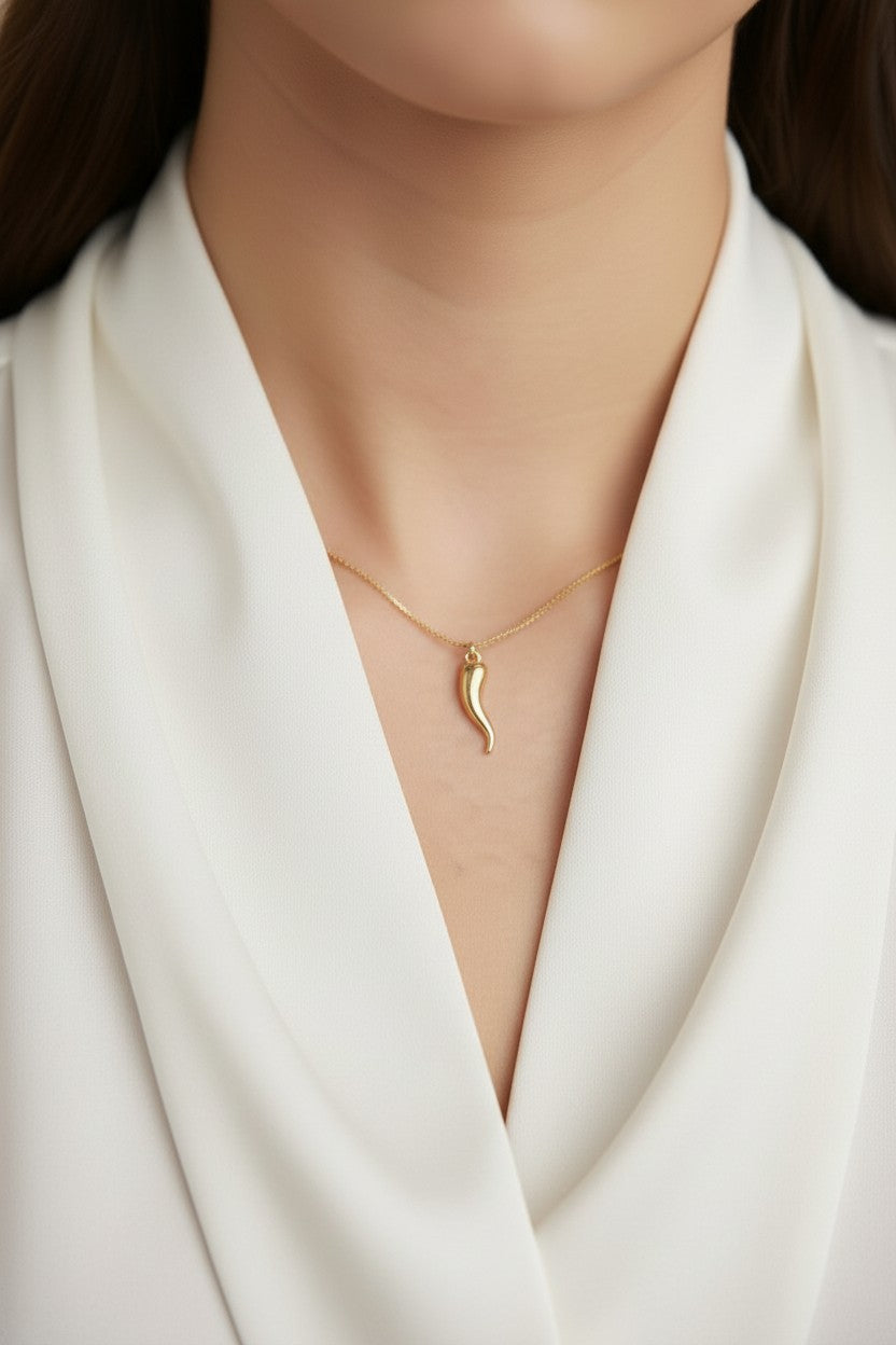 Italian Horn Pendant - Cornicello Charm Necklace