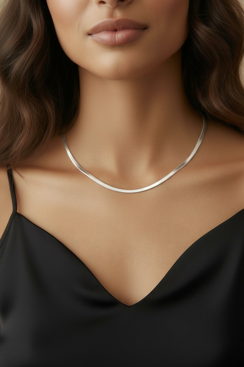 Sterling Silver Herringbone Chain Necklace — The Chain That Moves Like Water