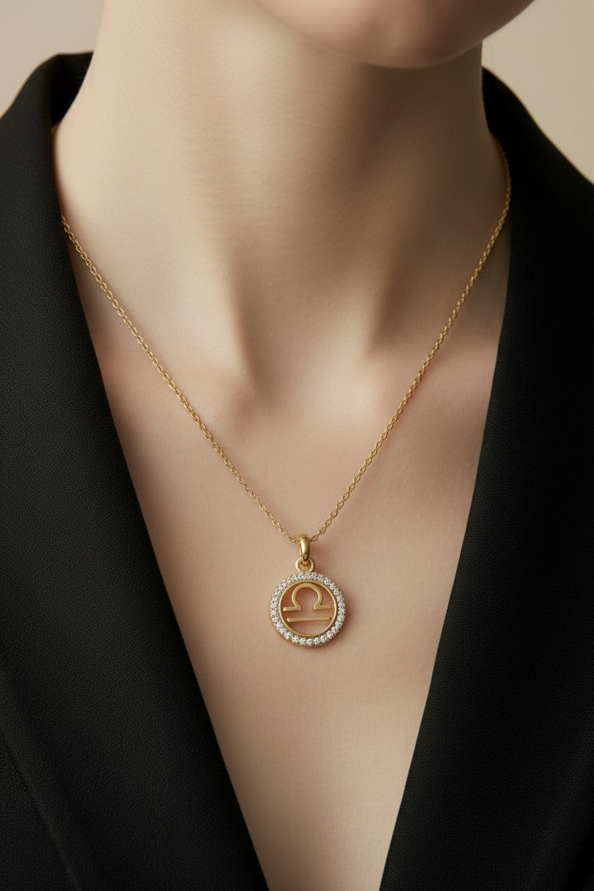 ♎ 18k Gold Filled Libra Zodiac Pendant — Balance, Beauty, and the Sign That Deserves Both in Gold.