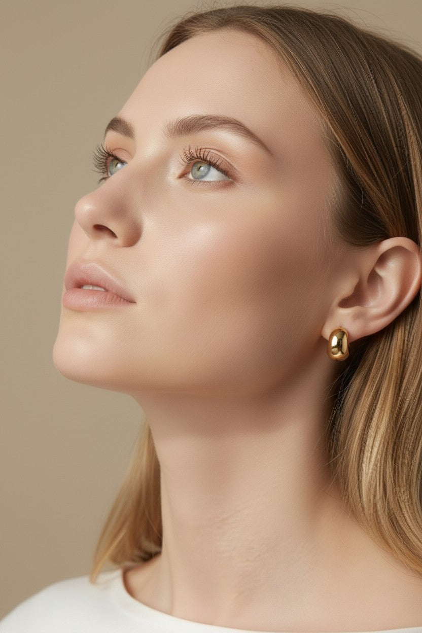18k Gold Filled Small Chunky Clicker Hoop Earrings