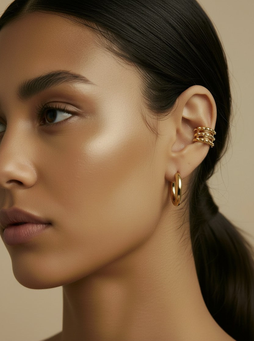 ⚡ 18k Gold Filled Triple Spike Ear Cuff — Three Points. Pure Gold Edge. No Piercing.