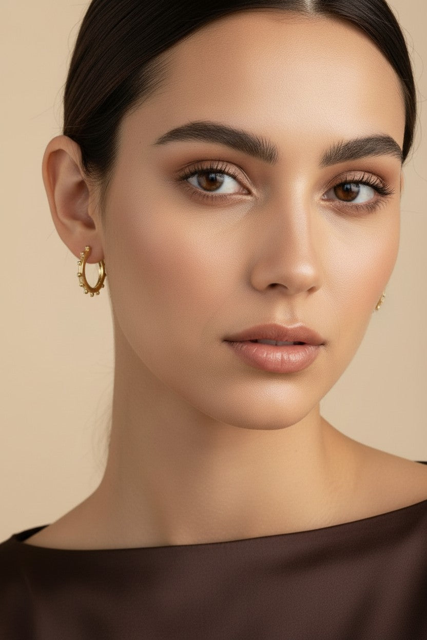 Ball Hoop Earrings for Women - Trendy Textured Hoops