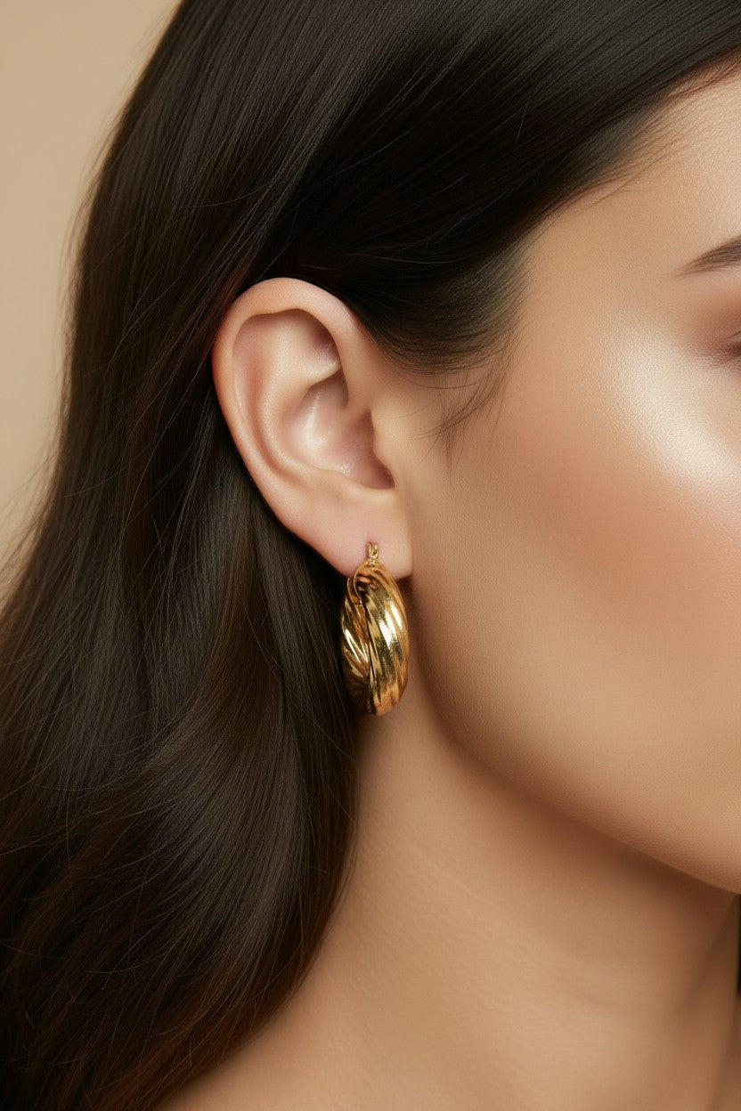 ✨ 18k Gold Filled Twisted Tube Hoop Earrings — Big. Bold. The Statement Hoop That Commands the Room.