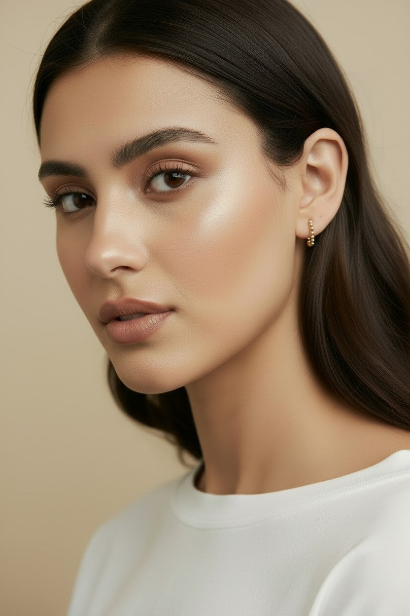 ✨ 18k Gold Filled Beaded Rectangle Clicker Earrings — Granulated Edges. Geometric Form. The Detail That Commands Attention
