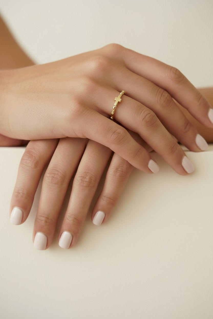 Prayer Ring with Cross - Religious Christian Jewelry for Women