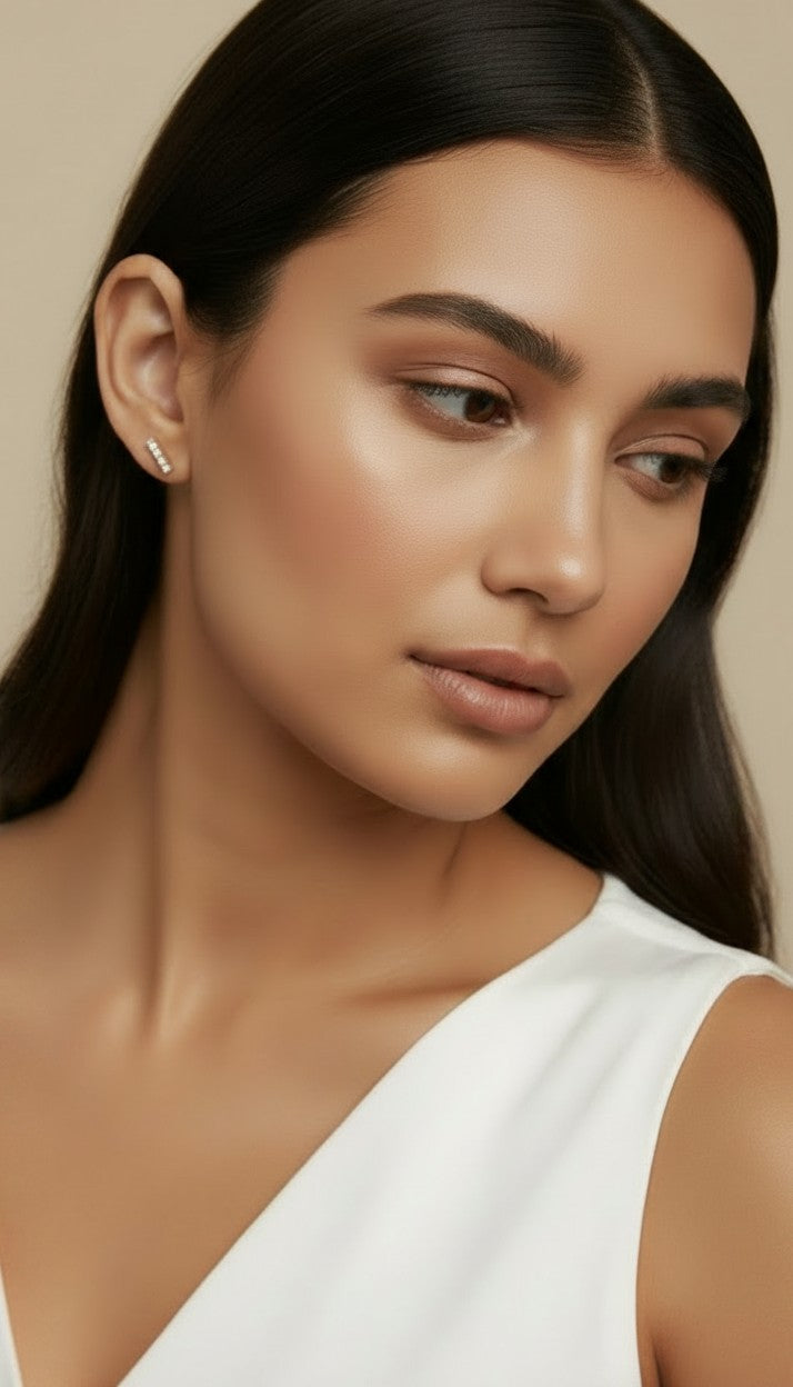 ✨ 18k Gold Filled CZ Bar Stud Earrings — The Line. The Sparkle. The Daily Essential.