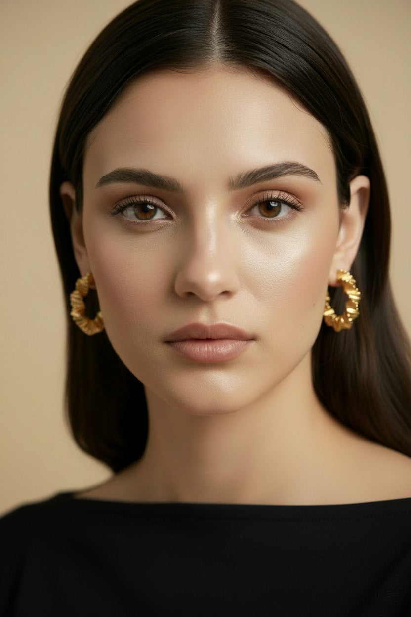 ✨ 18k Gold Filled Faceted Origami C-Hoop Earrings — Sculpture at the Ear. Gold That Moves Differently.