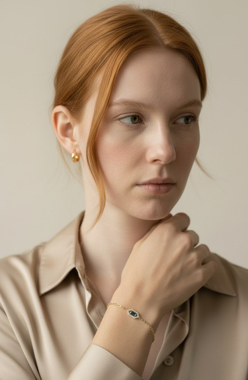 💎 18k Gold Vermeil Birthstone Baguette Bracelet — Your Month. Your Color. Your Stone.