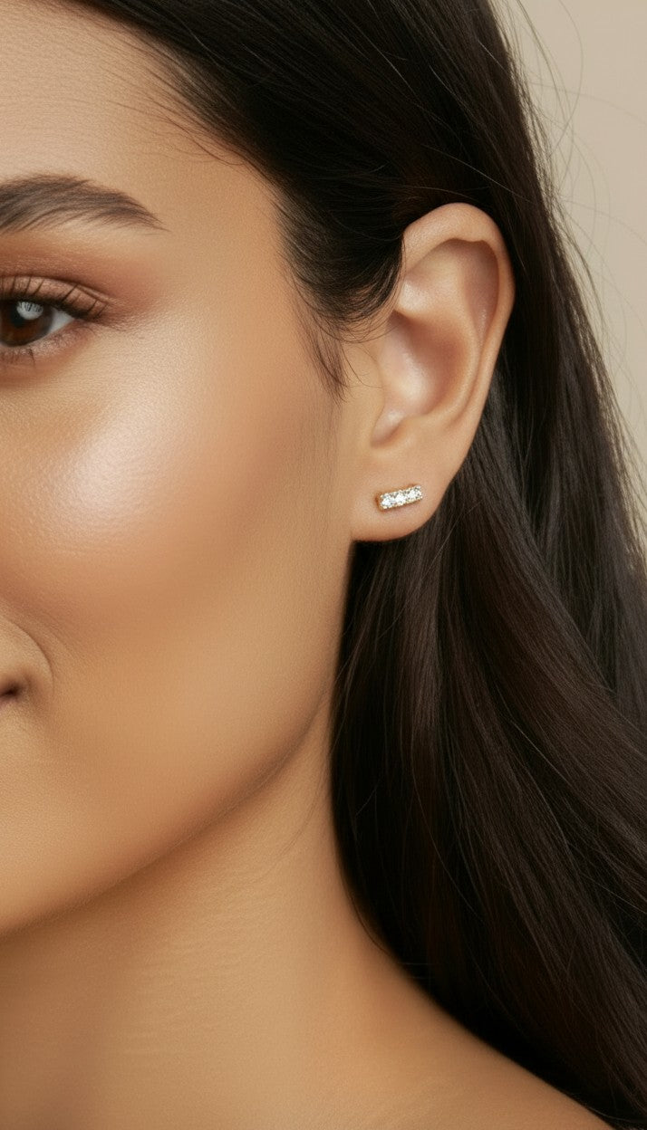 ✨ 18k Gold Filled Triple Cluster CZ Stud Earrings — Three Stones. One Perfect Cluster. The Daily Essential.