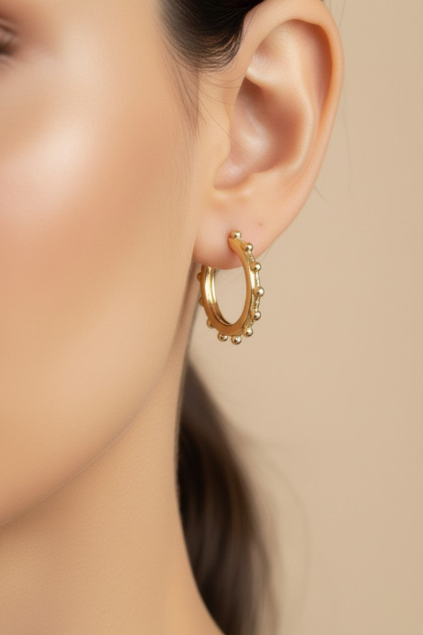 Ball Hoop Earrings for Women - Trendy Textured Hoops