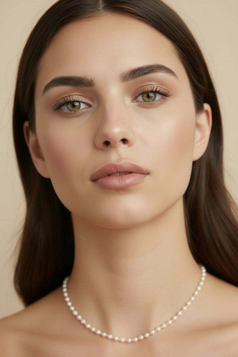 18k Gold Filled 3mm Pearls Choker Necklace