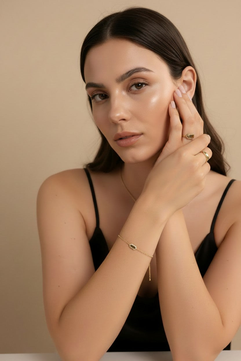 18k Gold Filled Pointed Rectangle CZ Bracelet — One Geometric Statement. The Whole Wrist Changed.
