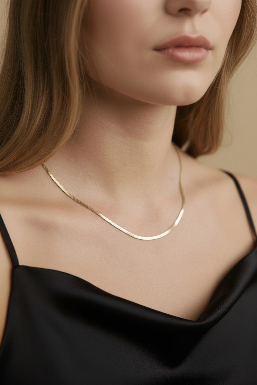 Herringbone Chain Necklace for Women - 2mm Thick Statement Chain | Luxury Brazilian Jewelry Set