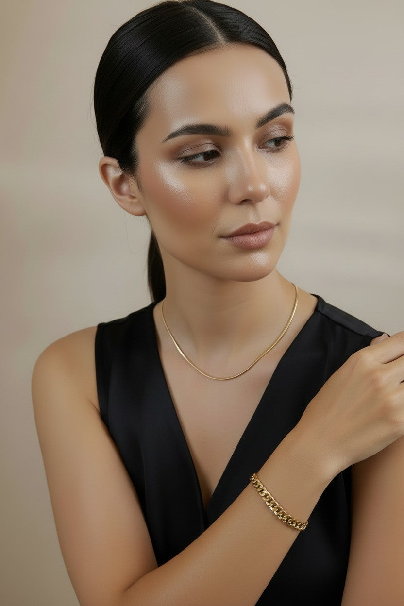 18k Gold Filled 8mm Diamond Cut Cuban Link Bracelet — Substantial. Faceted. Unisex Statement Gold.
