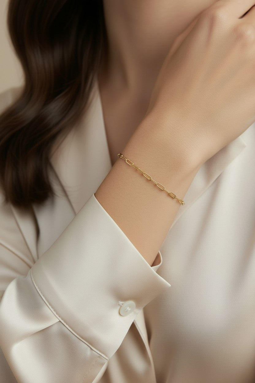 Paperclip Chain Bracelet for Women - Dainty Layering Jewelry