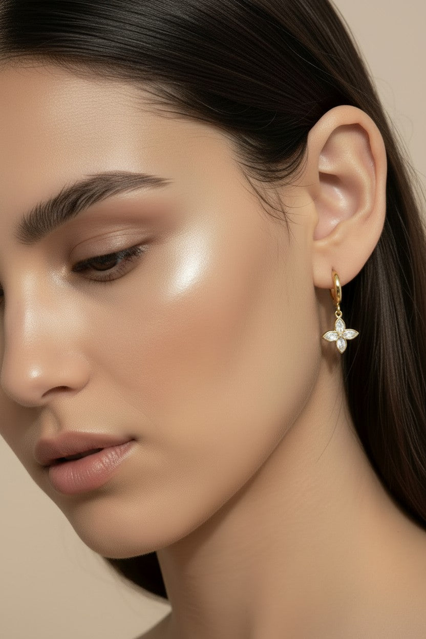 🌸 18k Gold Filled CZ Flower Cluster Hoop Earrings — The Hoop Above. The Bloom Below.