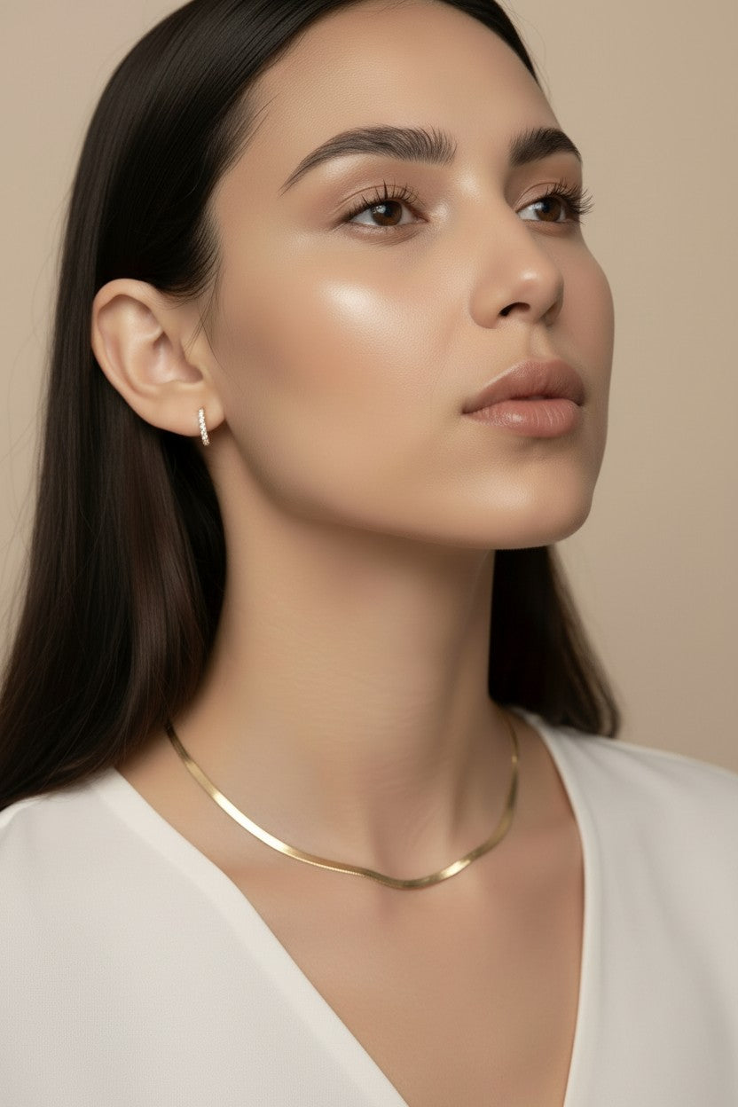 Luxurious Herringbone Chain Necklace - Thick 3mm Statement Jewelry for Women