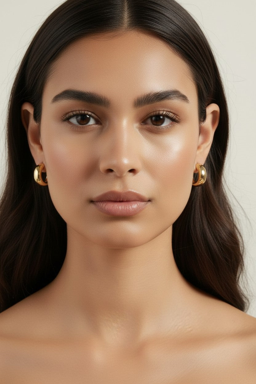 Chunky Gold C-Hoop Earrings | Thick Hoops | Modern Minimalist Earrings | Gift for Her
