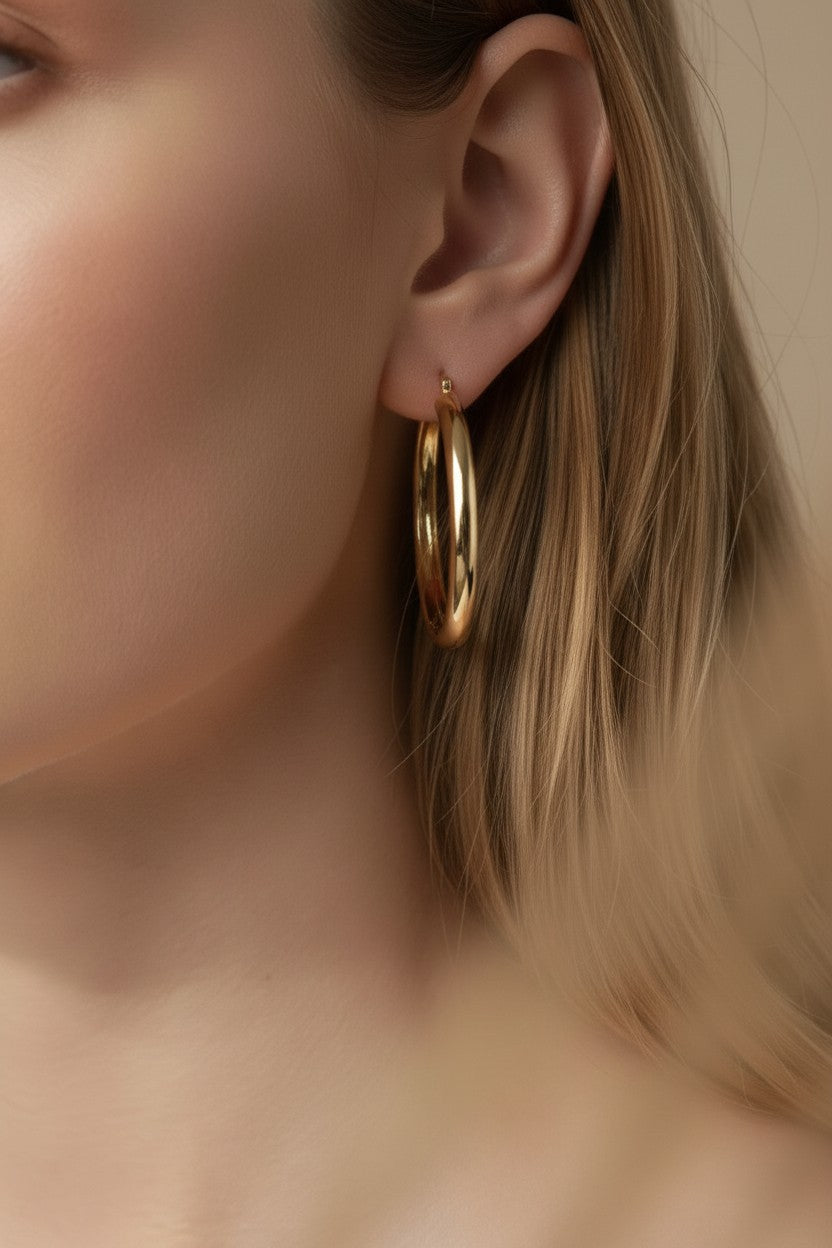 Large Hoop Earrings for Women - 50mm Classic Statement Hoops | Lightweight Hollow Design