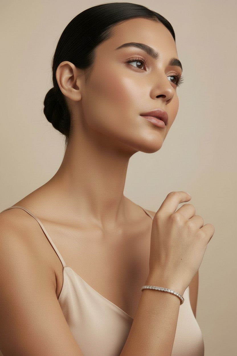 CZ Tennis Bracelet for Women - Sparkling Diamond Look Chain | Adjustable Luxury Jewelry