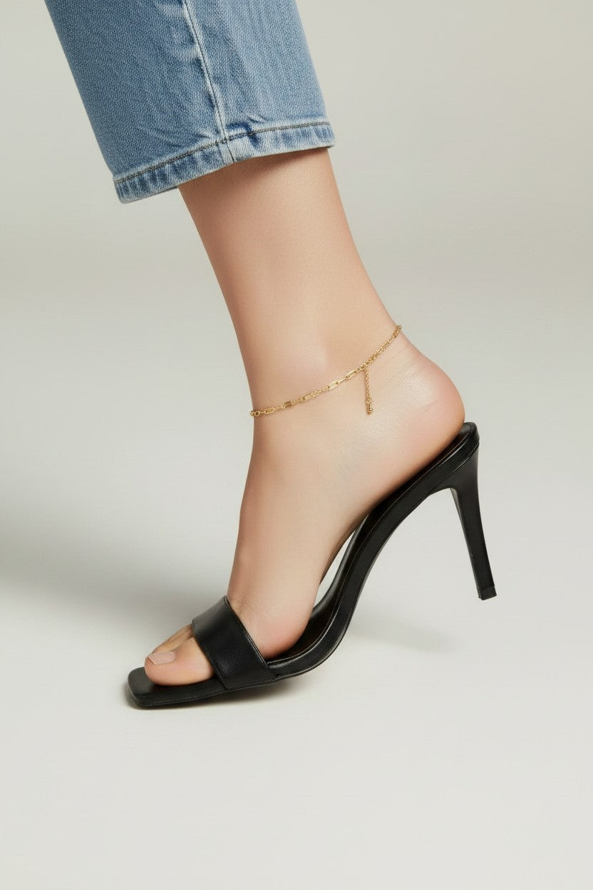 18k Gold Filled Textured Bar Link Anklet — The Ankle Detail That Changes the Whole Look