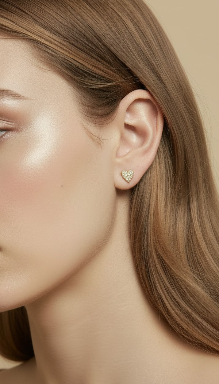 💖 18k Gold Filled Colored CZ Heart Stud Earrings — Five Colors. One Tiny Heart. All the Feeling.