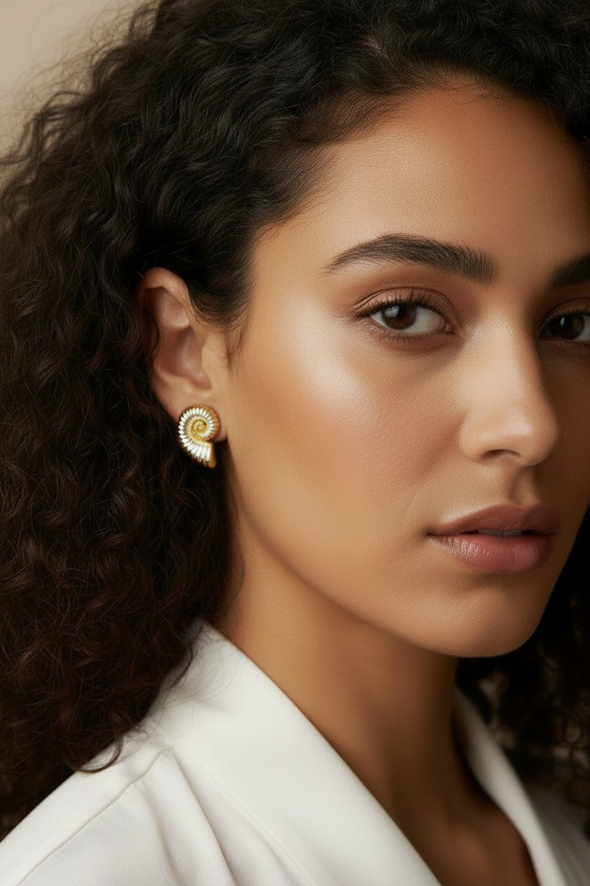 18k Gold Filled Nautilus Stud Earrings — Nature's Most Perfect Geometry, On Your Ear