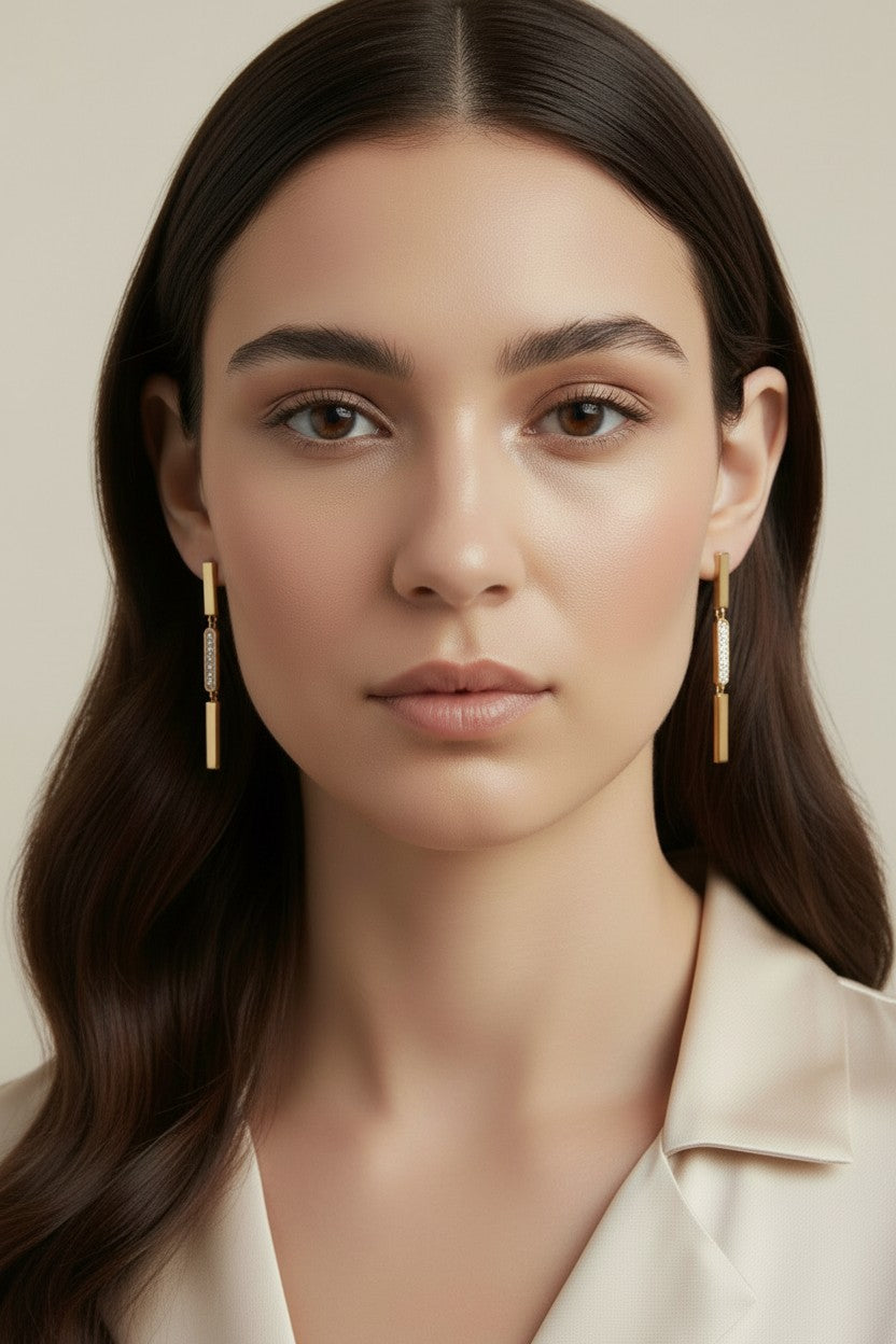 18k Gold Filled Triple Bar Drop Earrings