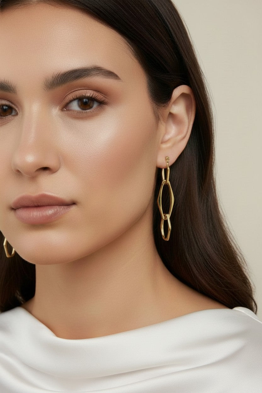 Geometric Dangle Earrings - Modern Statement Earrings for Women